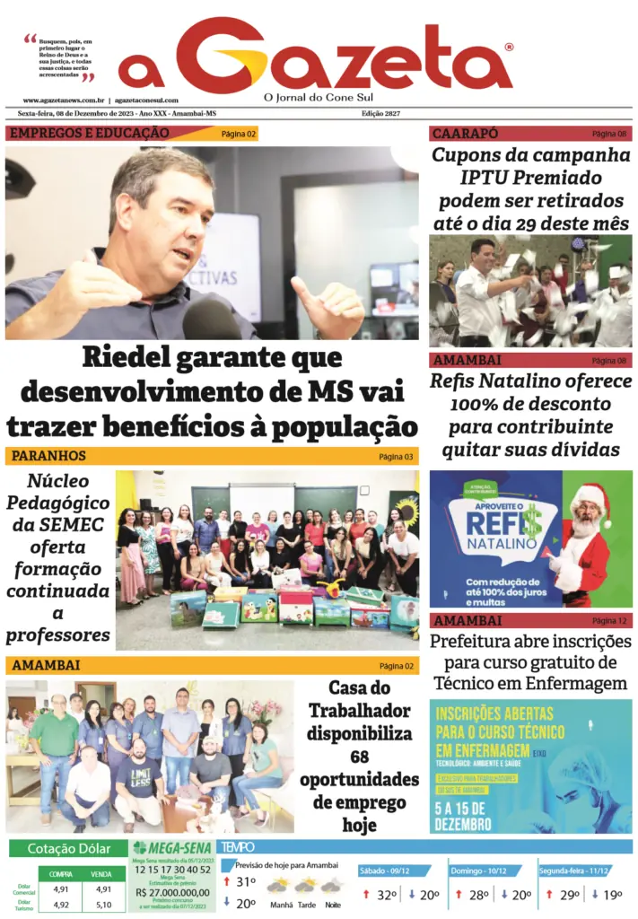 Jornal A Gazeta – Edição de 8 de dezembro de 2023