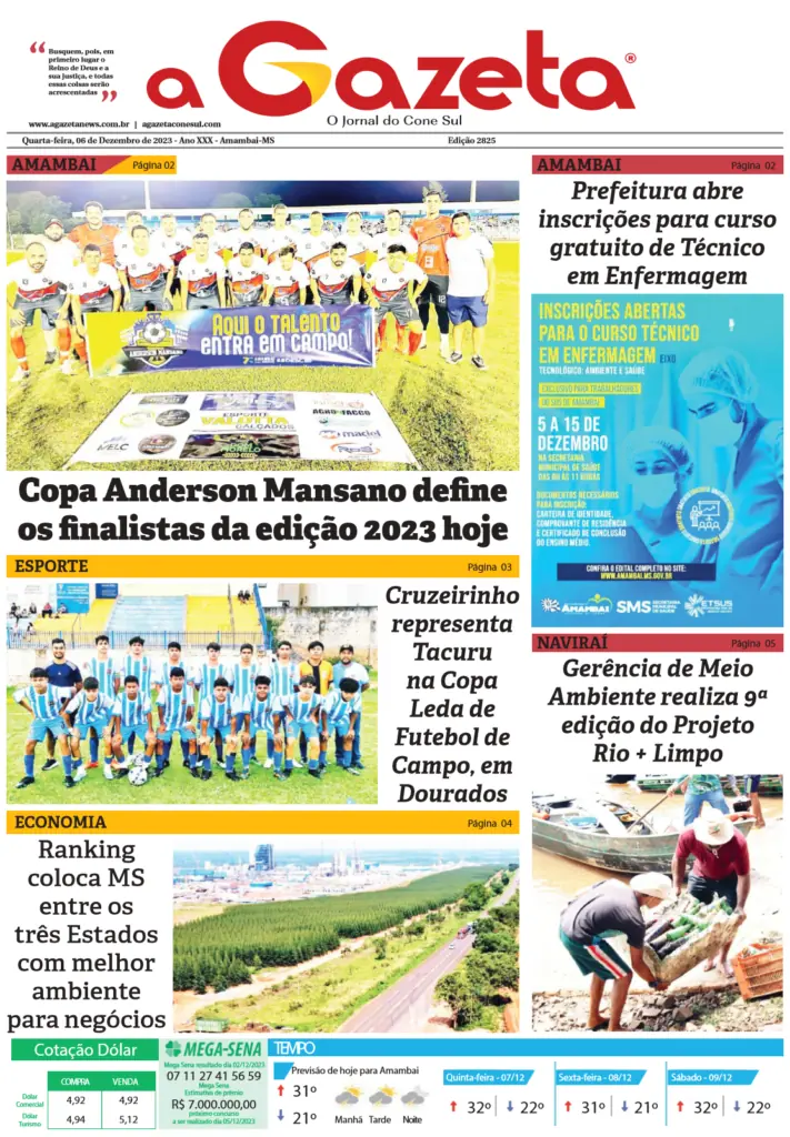 Jornal A Gazeta – Edição de 6 de dezembro de 2023