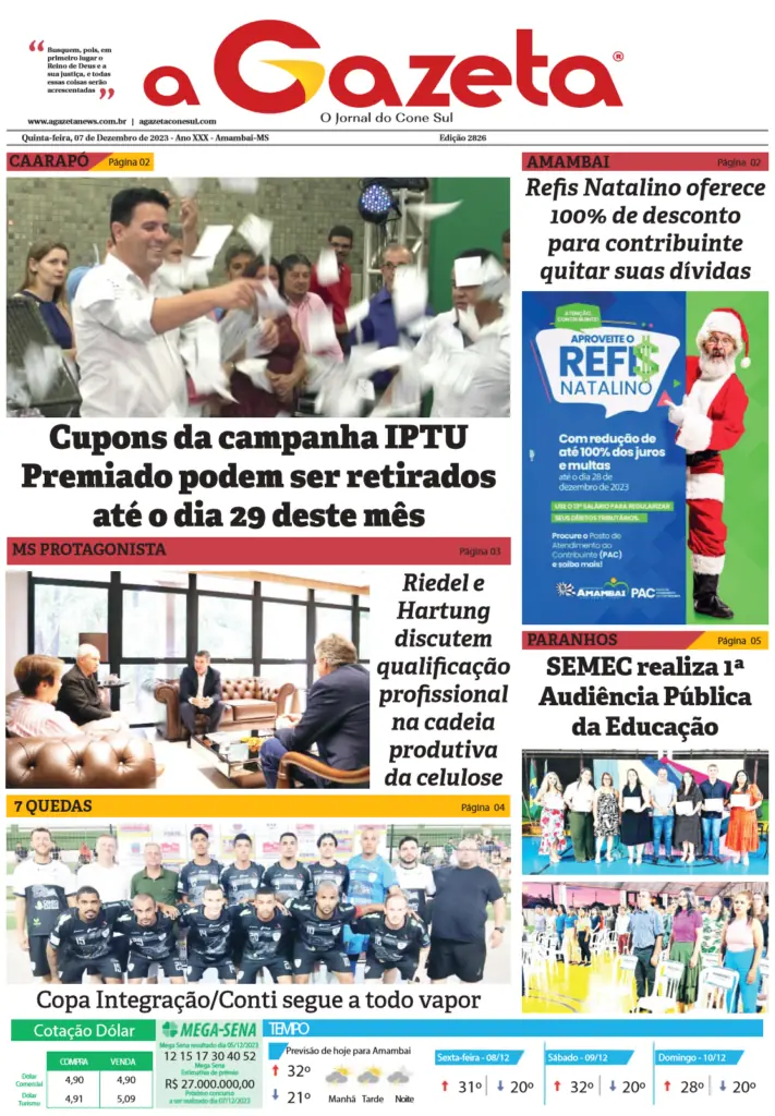 Jornal A Gazeta – Edição de 7 de dezembro de 2023