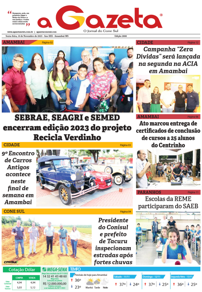 Jornal A Gazeta - Edição de 10 de novembro de 2023