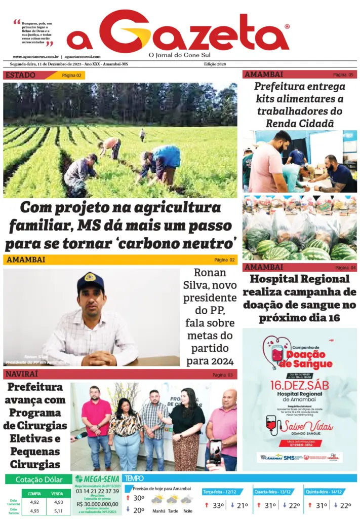 Jornal A Gazeta – Edição de 11 de dezembro de 2023