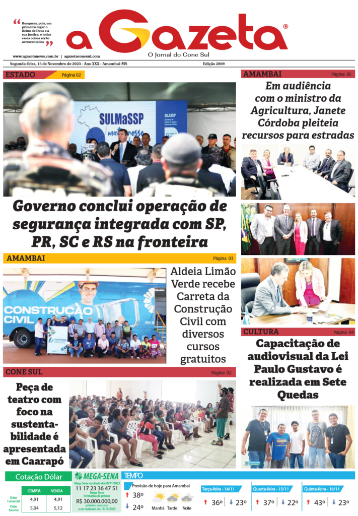 Jornal A Gazeta - Edição de 13 de novembro de 2023