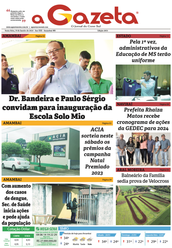 Jornal A Gazeta – Edição de 19 de janeiro de 2024
