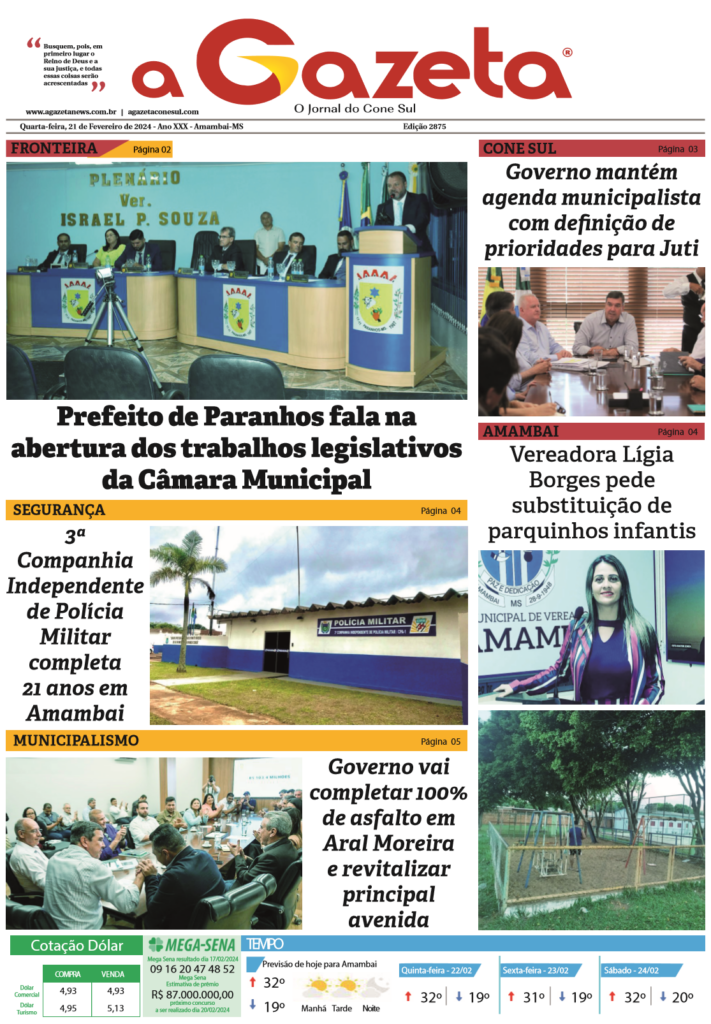 Jornal A Gazeta – Edição de 21 de fevereiro de 2024