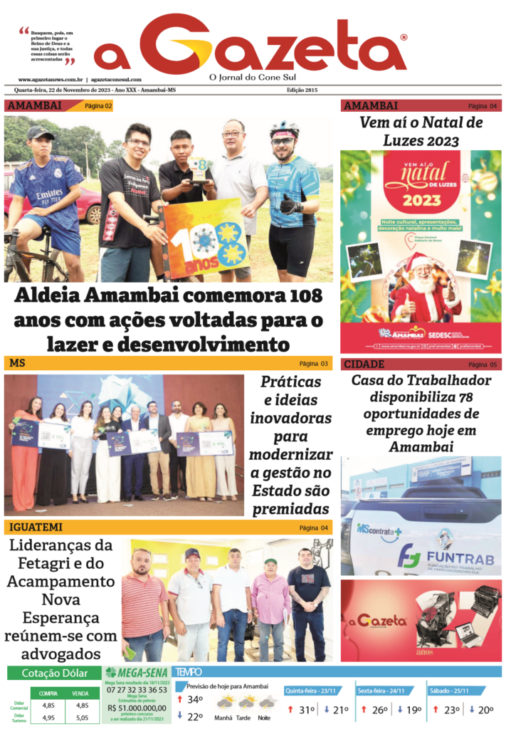 Jornal A Gazeta - Edição de 22 de novembro de 2023