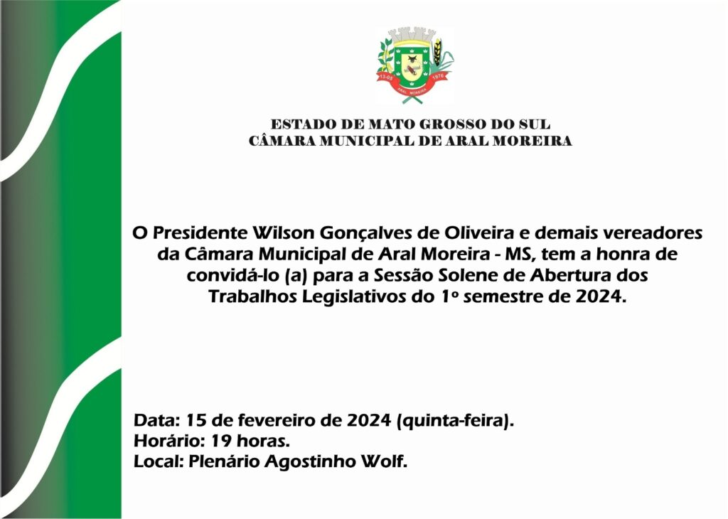 Câmara de AralMoreira abre nesta quinta ano legislativo 2024