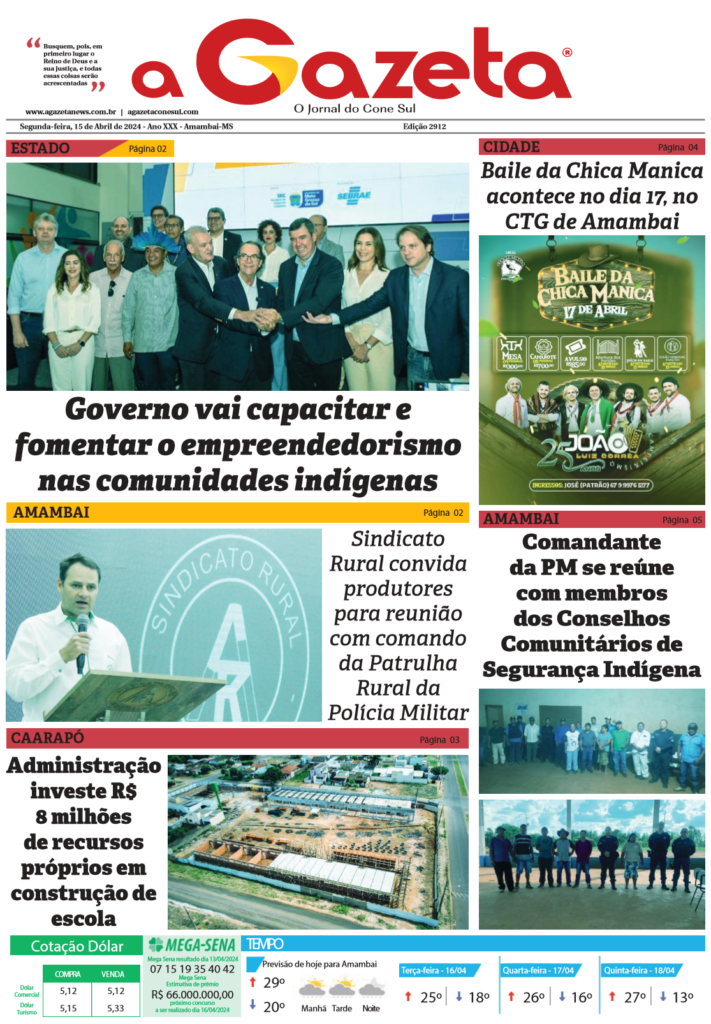 Jornal A Gazeta – Edição de 15 de abril de 2024