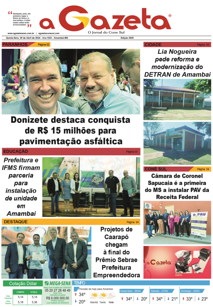 Jornal A Gazeta – Edição de 25 de abril de 2024