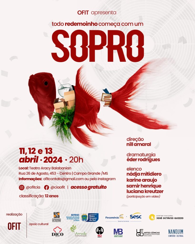Em cartaz, peça “Todo Redemoinho começa com um sopro” em teatro reinaugurado Em cartaz, peça “Todo Redemoinho começa com um sopro” em teatro reinaugurado