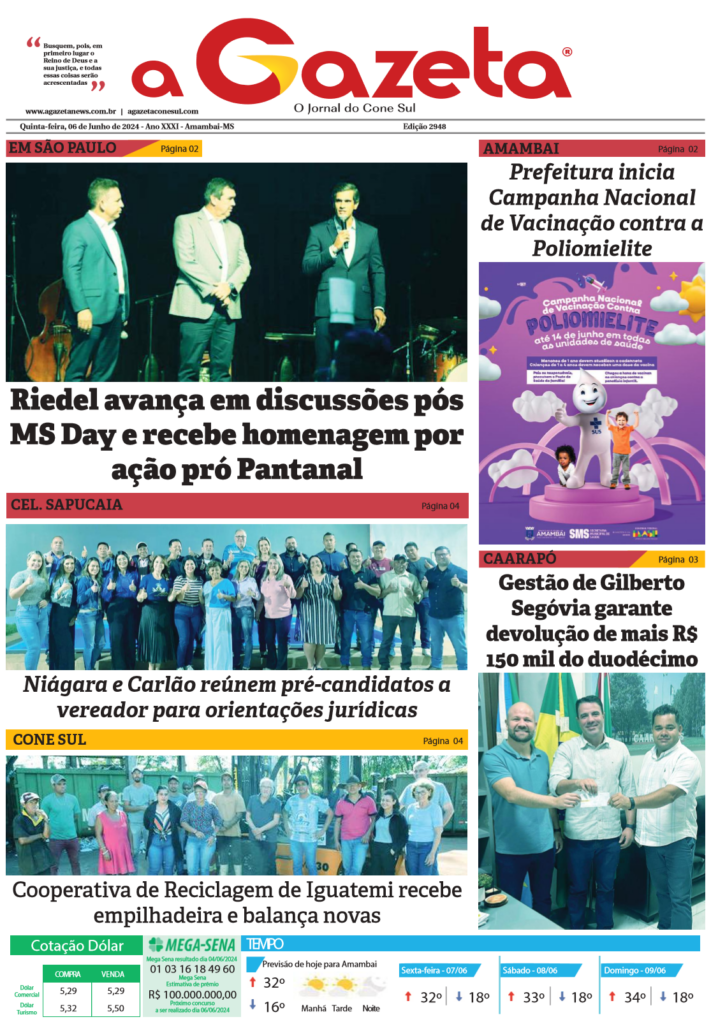 Jornal A Gazeta – Edição de 06 de junho de 2024