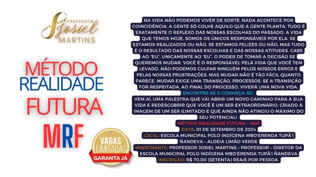 Palestra sobre desenvolvimento pessoal será realizada em Amambai neste domingo (1º) Palestra sobre desenvolvimento pessoal será realizada em Amambai neste domingo (1º)