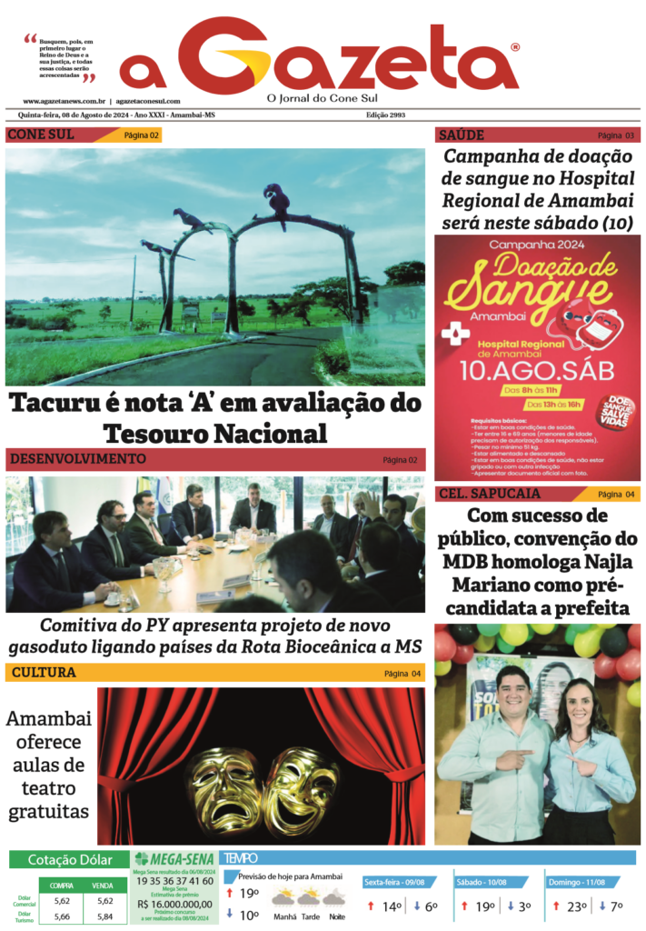 Jornal A Gazeta – Edição de 08 de agosto de 2024