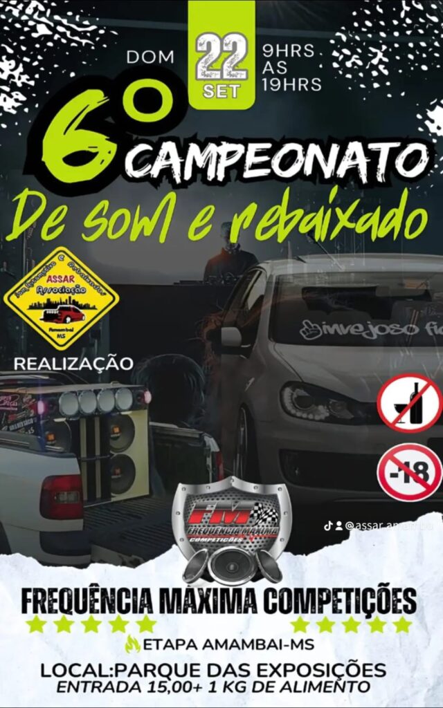 Campeonato de Som e Rebaixados é adiado para o dia 22 de setembro em Amambai Campeonato de Som e Rebaixados é adiado para o dia 22 de setembro em Amambai