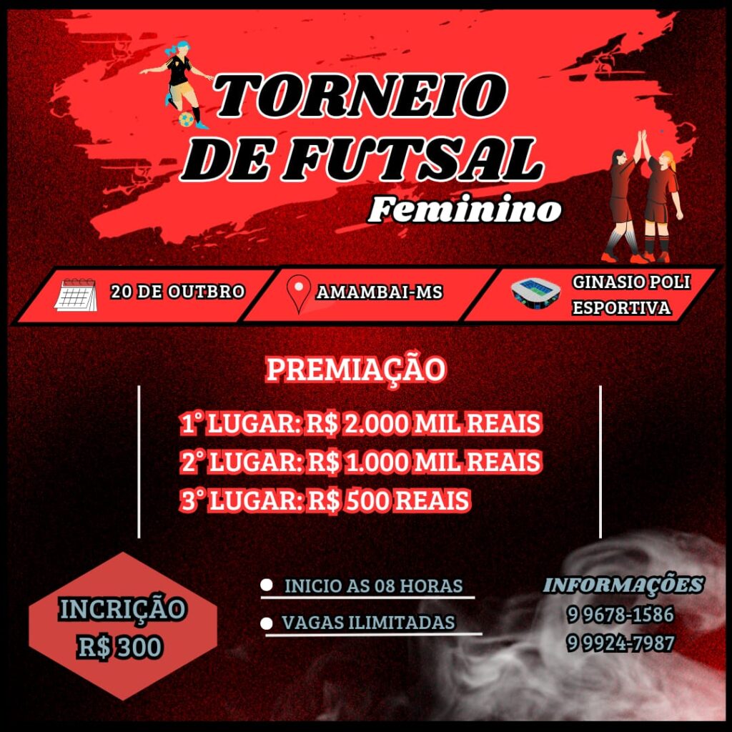 Torneio de Futsal será realizado em Amambai nos dias 13 e 20 de outubro Torneio de Futsal será realizado em Amambai nos dias 13 e 20 de outubro