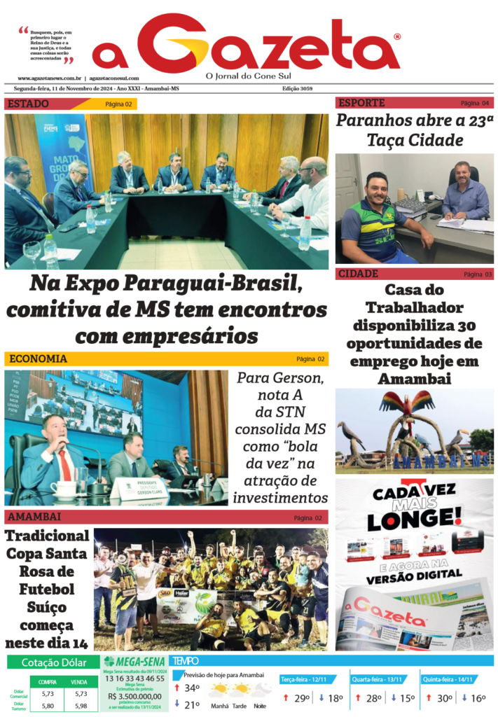 Jornal A Gazeta – Edição de 11 de novembro de 2024