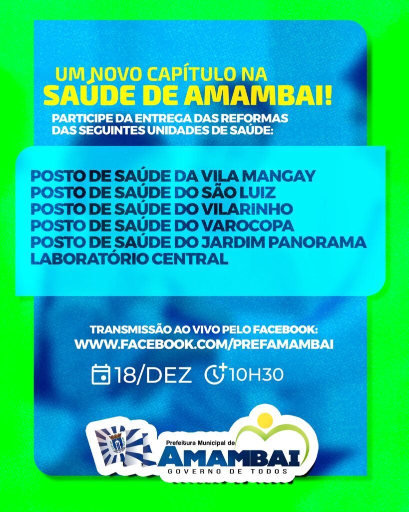 Prefeito de Amambai, Dr. Bandeira, entrega obras nesta quarta-feira (18), com mais de R$ 4,6 milhões em investimentos Prefeito de Amambai, Dr. Bandeira, entrega obras nesta quarta-feira (18), com mais de R$ 4,6 milhões em investimentos