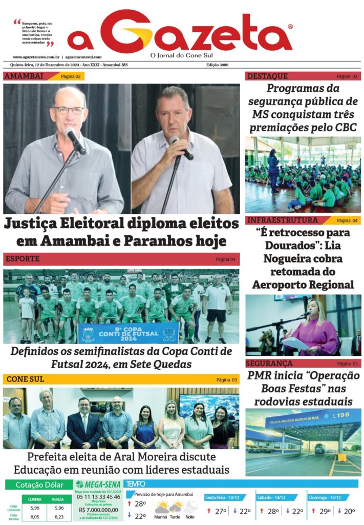 Jornal A Gazeta – Edição de 12 de dezembro de 2024