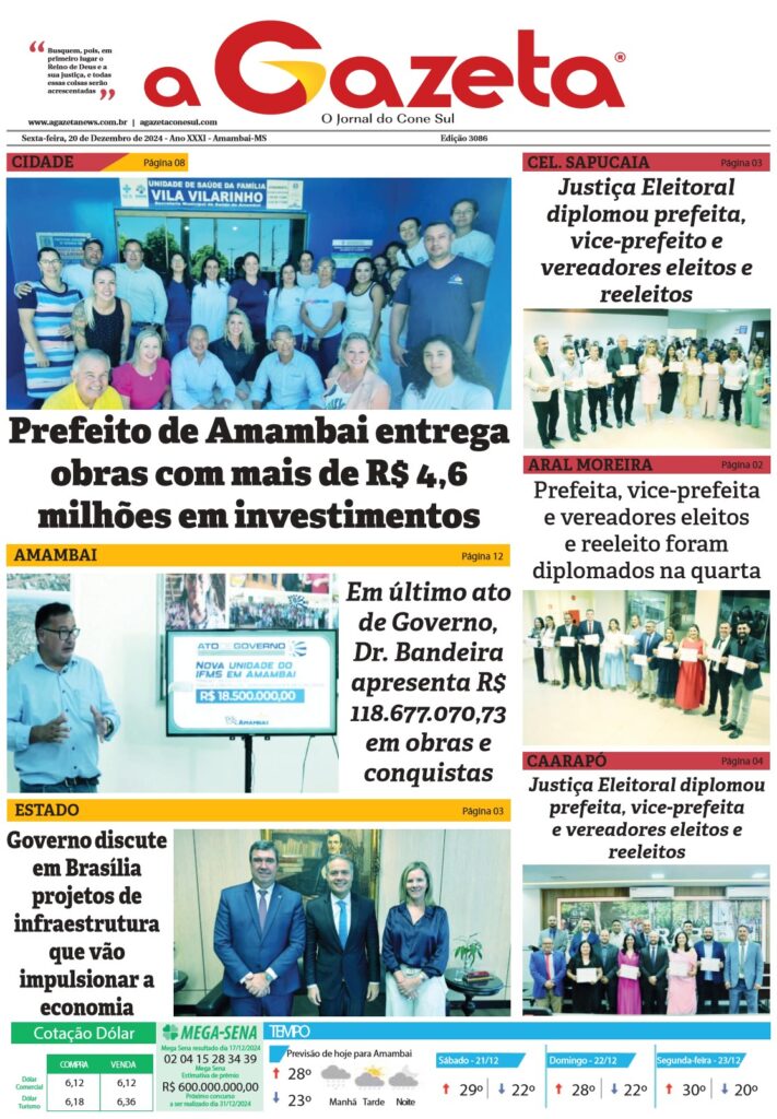 Jornal A Gazeta – Edição de 20 de dezembro de 2024