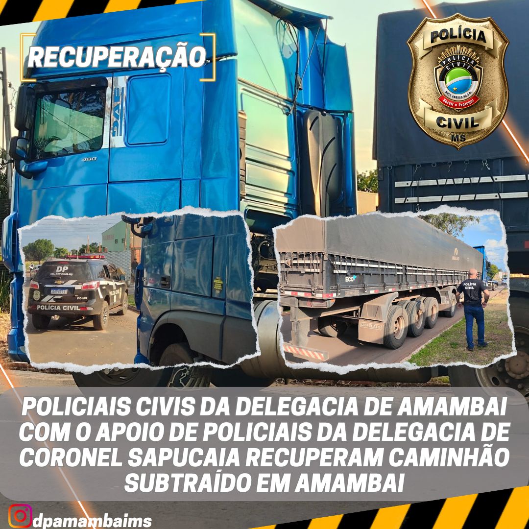 Polícia Civil recupera caminhão subtraído em Amambai - A Gazeta News ...