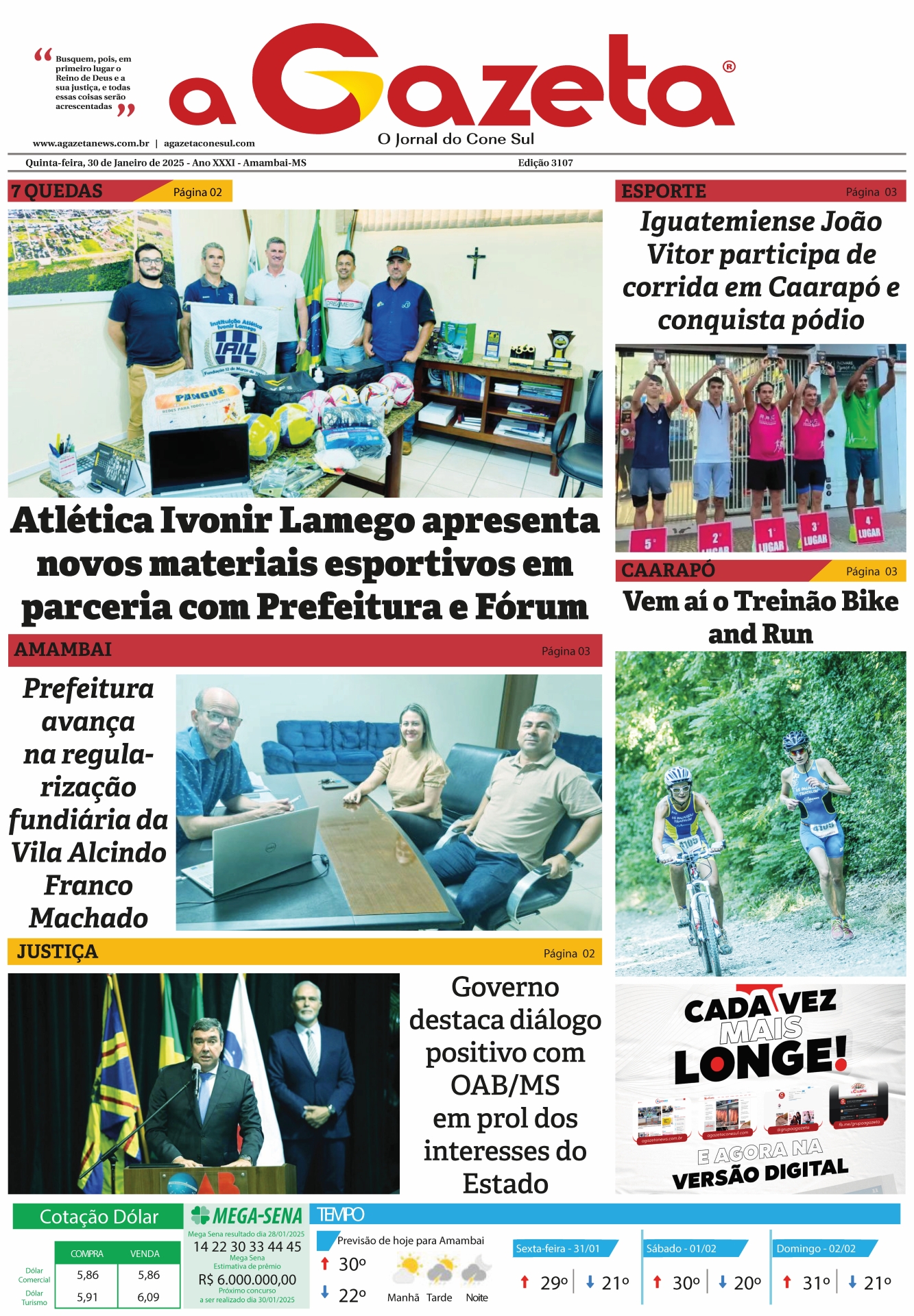 Jornal A Gazeta – Edição de 30 de janeiro de 2025
