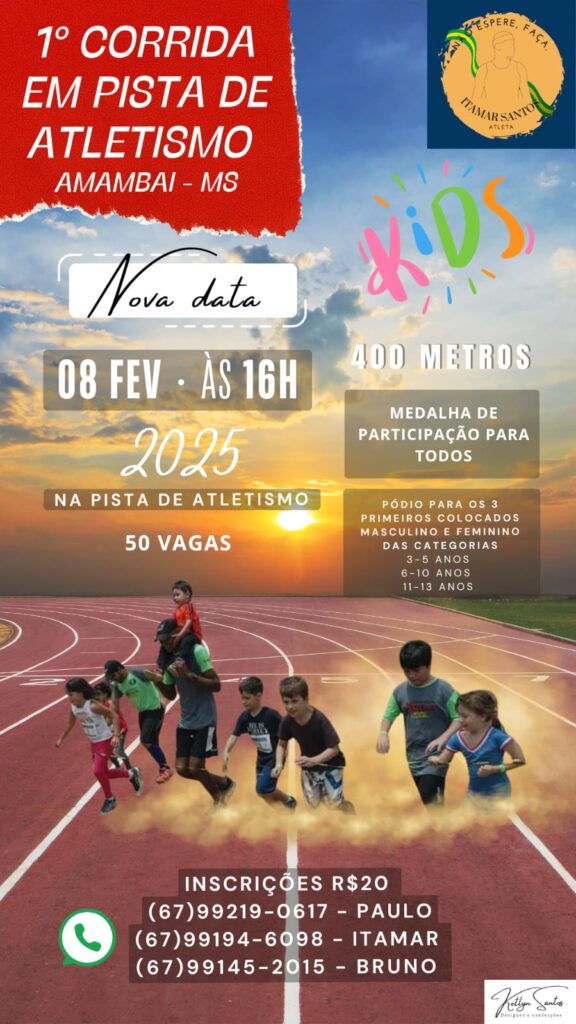 Amambai recebe a 1ª Corrida em Pista de Atletismo no dia 8 de fevereiro Amambai recebe a 1ª Corrida em Pista de Atletismo no dia 8 de fevereiro