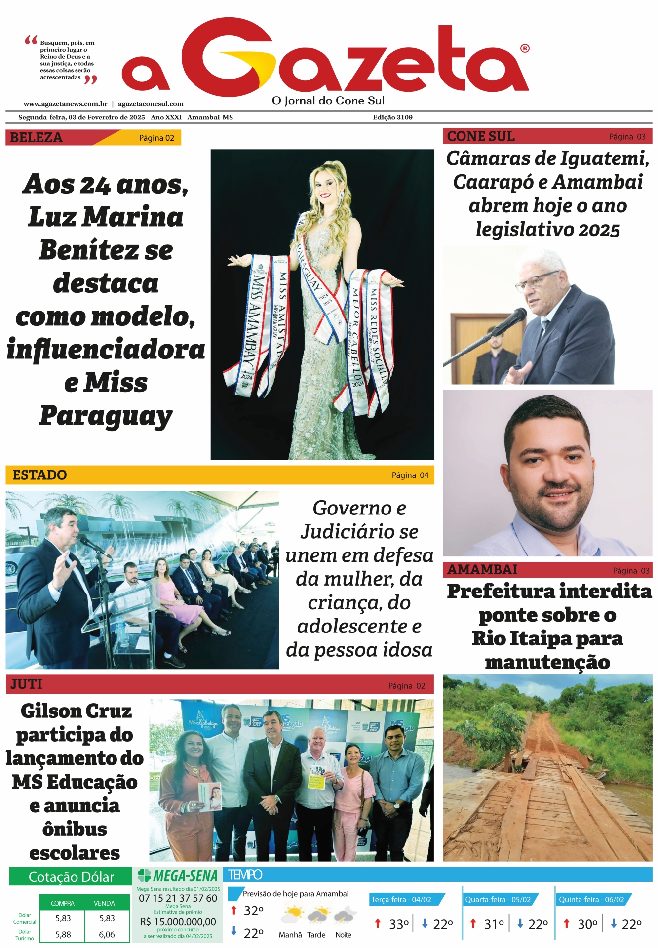 Jornal A Gazeta – Edição de 03 de fevereiro de 2025