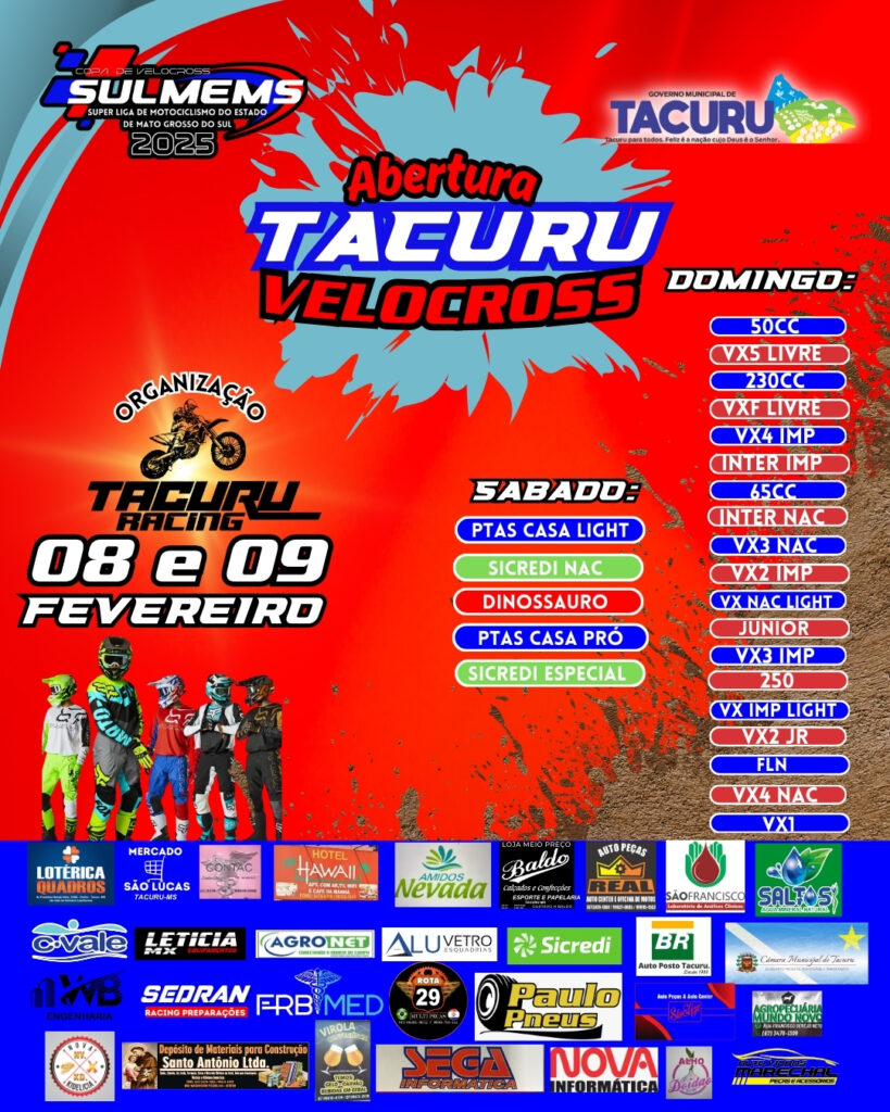Tacuru será a capital do motociclismo de Mato Grosso do Sul neste final de semana Tacuru será a capital do motociclismo de Mato Grosso do Sul neste final de semana