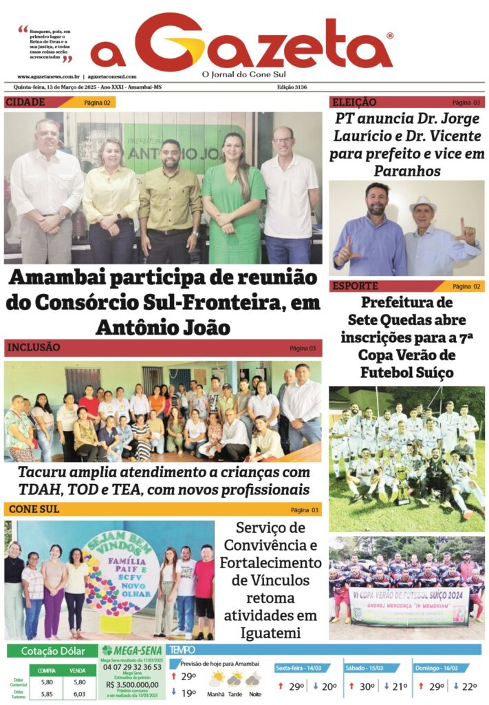 Jornal A Gazeta – Edição de 13 de março de 2025