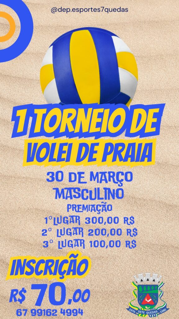 Torneio regional de vôlei de praia acontece dias 29 e 30 de março em Sete Quedas Torneio regional de vôlei de praia acontece dias 29 e 30 de março em Sete Quedas