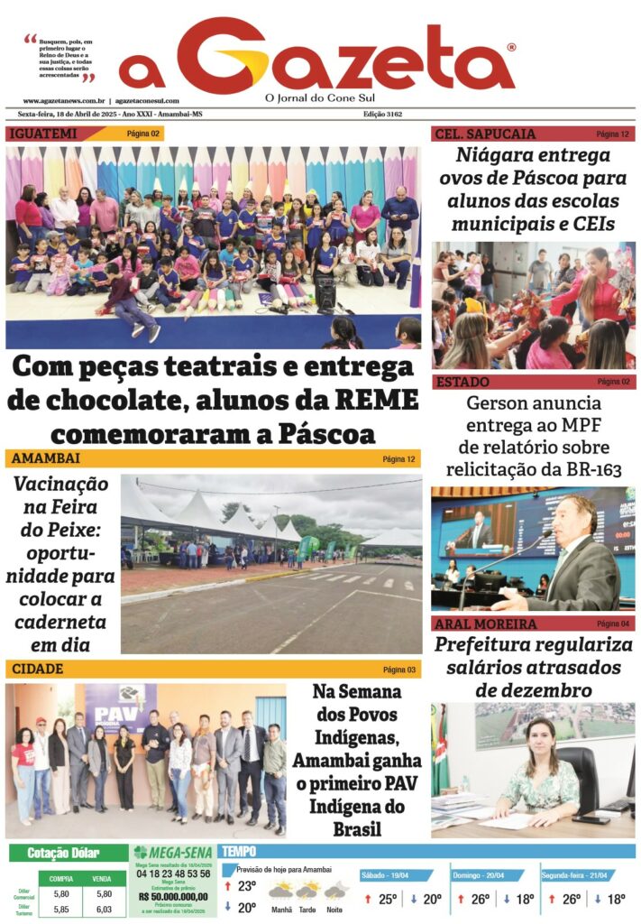 Jornal A Gazeta – Edição de 18 de abril de 2025