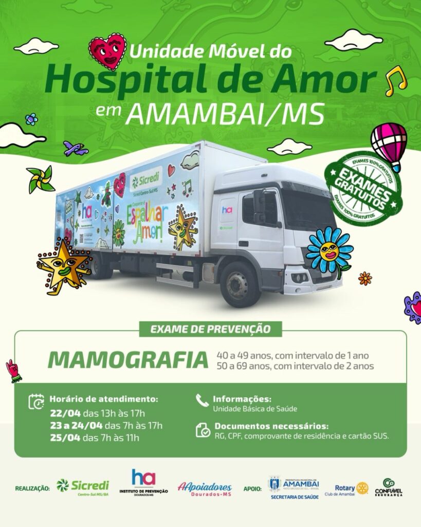 Unidade Móvel do Hospital de Amor inicia atendimentos nesta terça-feira (22) em Amambai