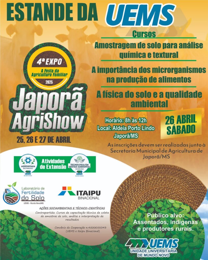 UEMS promoverá estande com cursos gratuitos no Japorã AgriShow 2025 UEMS promoverá estande com cursos gratuitos no Japorã AgriShow 2025