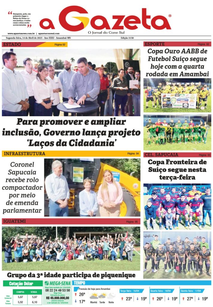 Jornal A Gazeta – Edição de 14 de abril de 2025