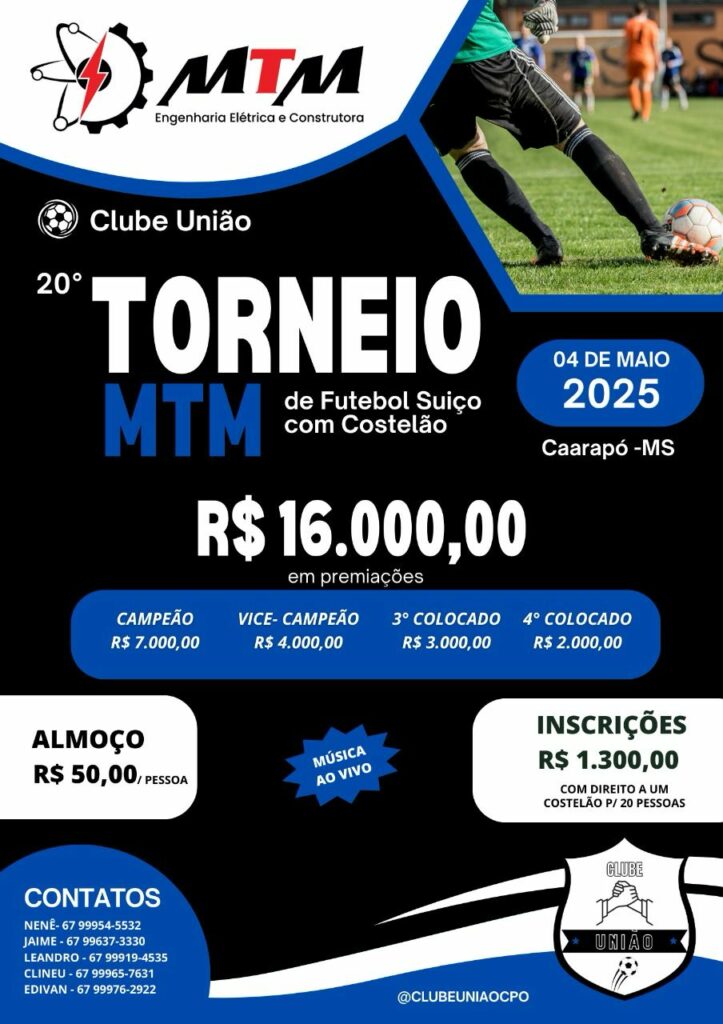 20º Torneio MTM de Futebol Suíço agita Caarapó com R$ 16 mil em premiações
