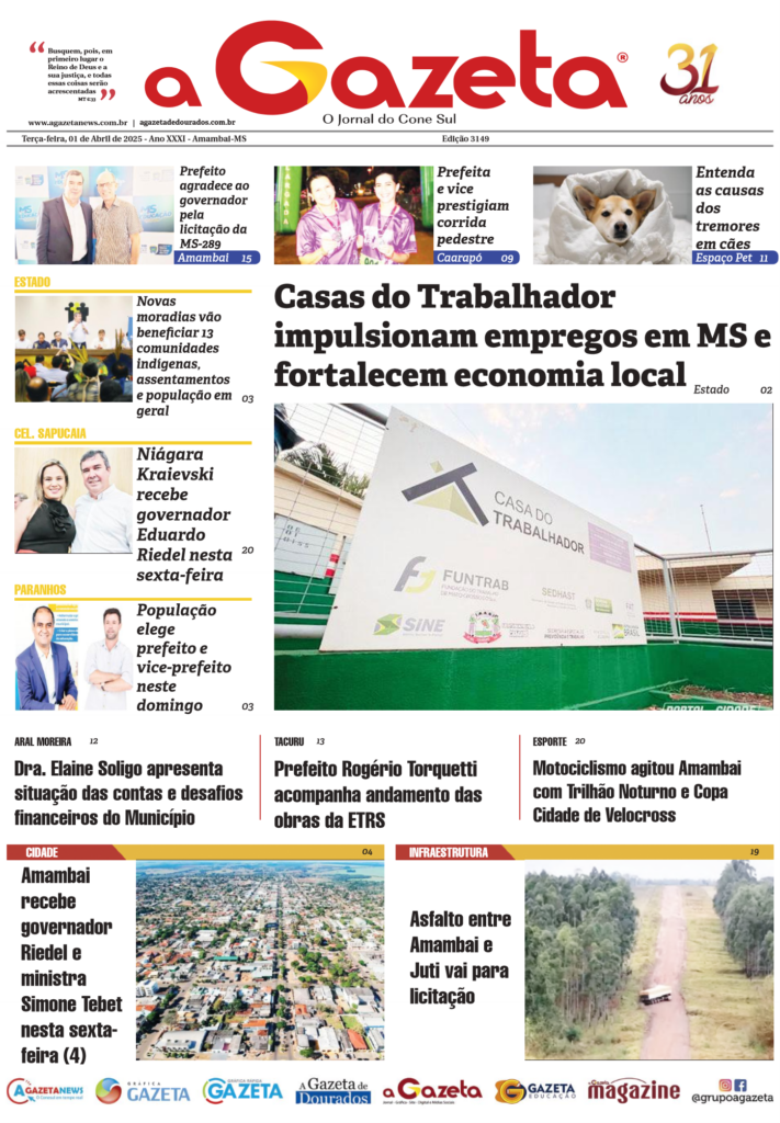 Jornal A Gazeta – Edição de 01 de abril de 2025