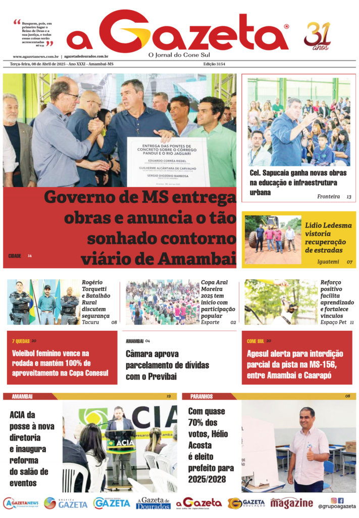 Jornal A Gazeta – Edição de 08 de abril de 2025