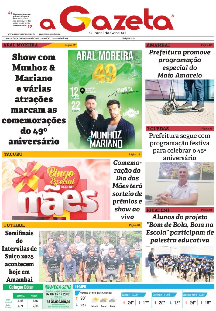 Jornal A Gazeta – Edição de 09 de maio de 2025
