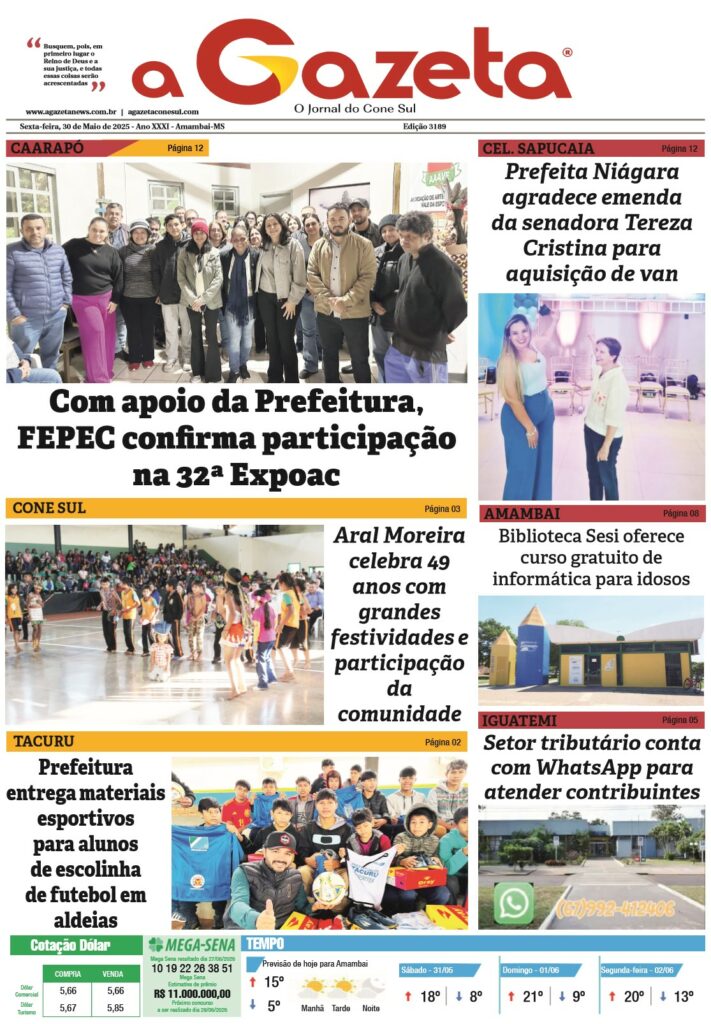 Jornal A Gazeta – Edição de 30 de maio de 2025