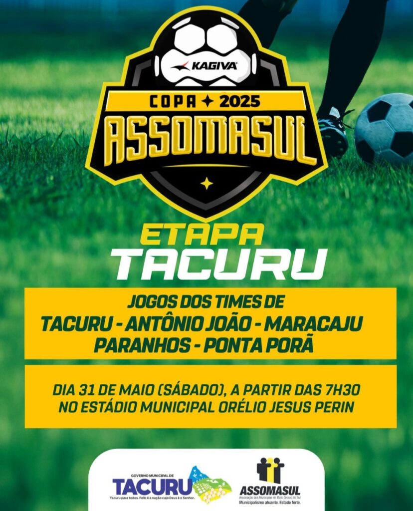 Tacuru sedia neste sábado, fase da Copa Assomasul 2025 Tacuru sedia neste sábado, fase da Copa Assomasul 2025
