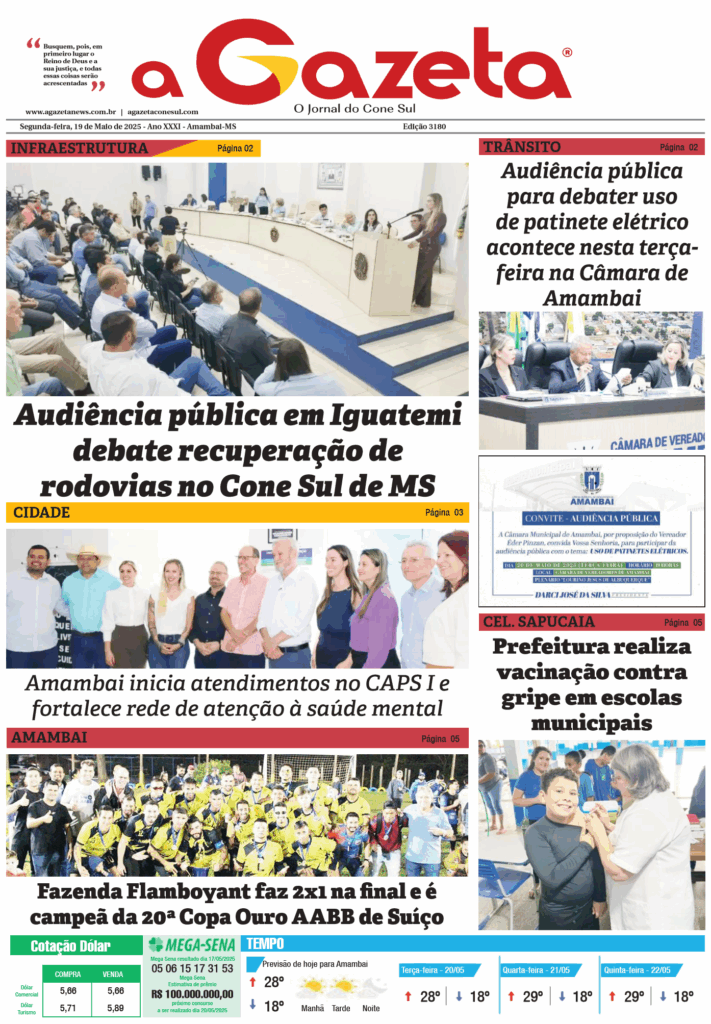 Jornal A Gazeta – Edição de 19 de maio de 2025