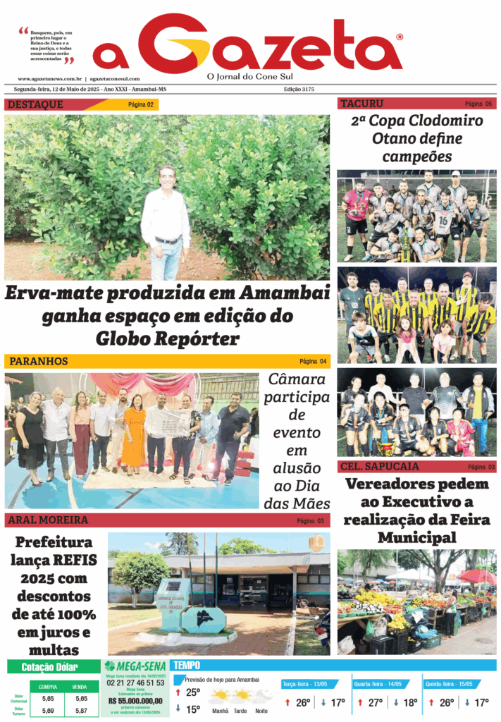 Jornal A Gazeta – Edição de 12 de maio de 2025