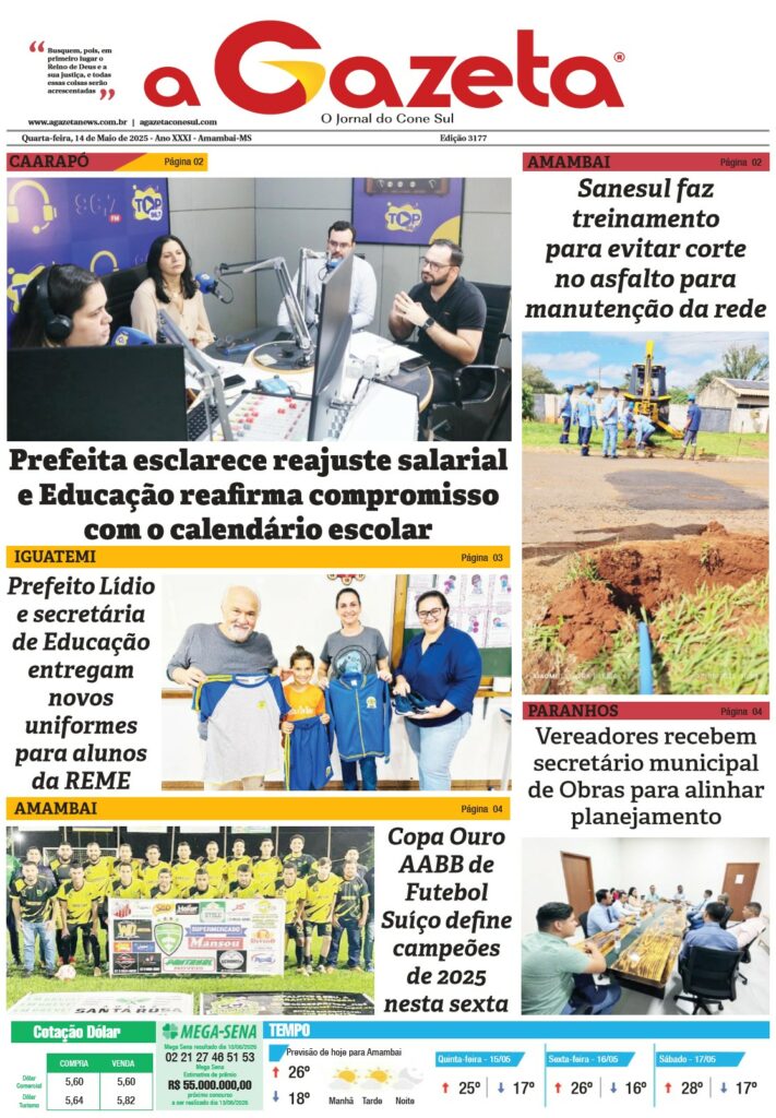 Jornal A Gazeta – Edição de 14 de maio de 2025