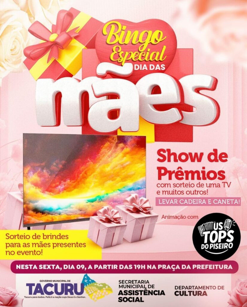 Comemoração do Dia das Mães terá sorteios de prêmios e show ao vivo em Tacuru
