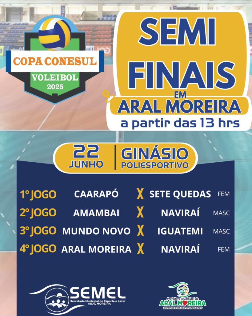 Aral Moreira sedia semifinais da Copa Conesul de Vôlei neste domingo