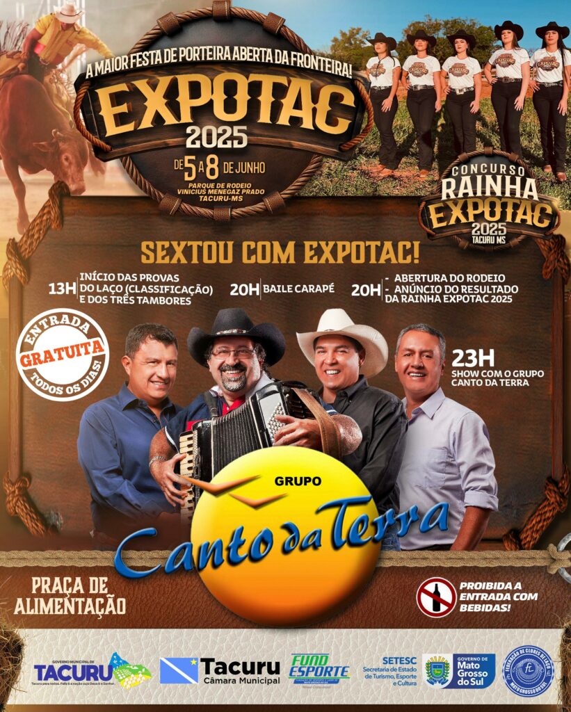 Anúncio da Rainha Expotac 2025 e rodeio em touros marcam a abertura oficial de exposição nesta sexta-feira (6)