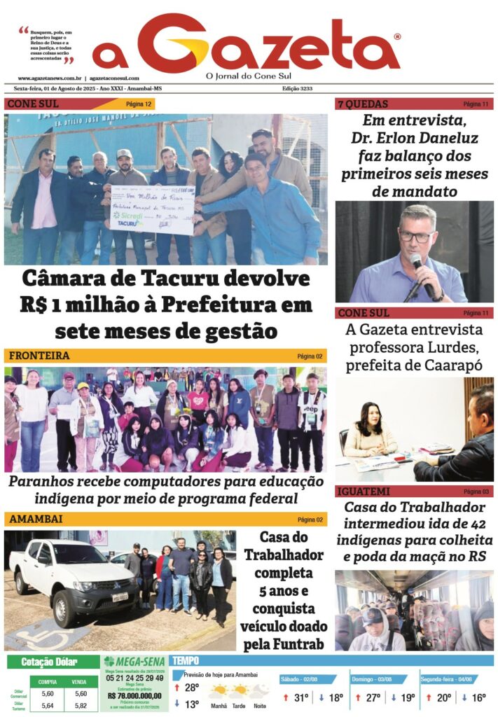 Jornal A Gazeta – Edição de 01 de agosto de 2025