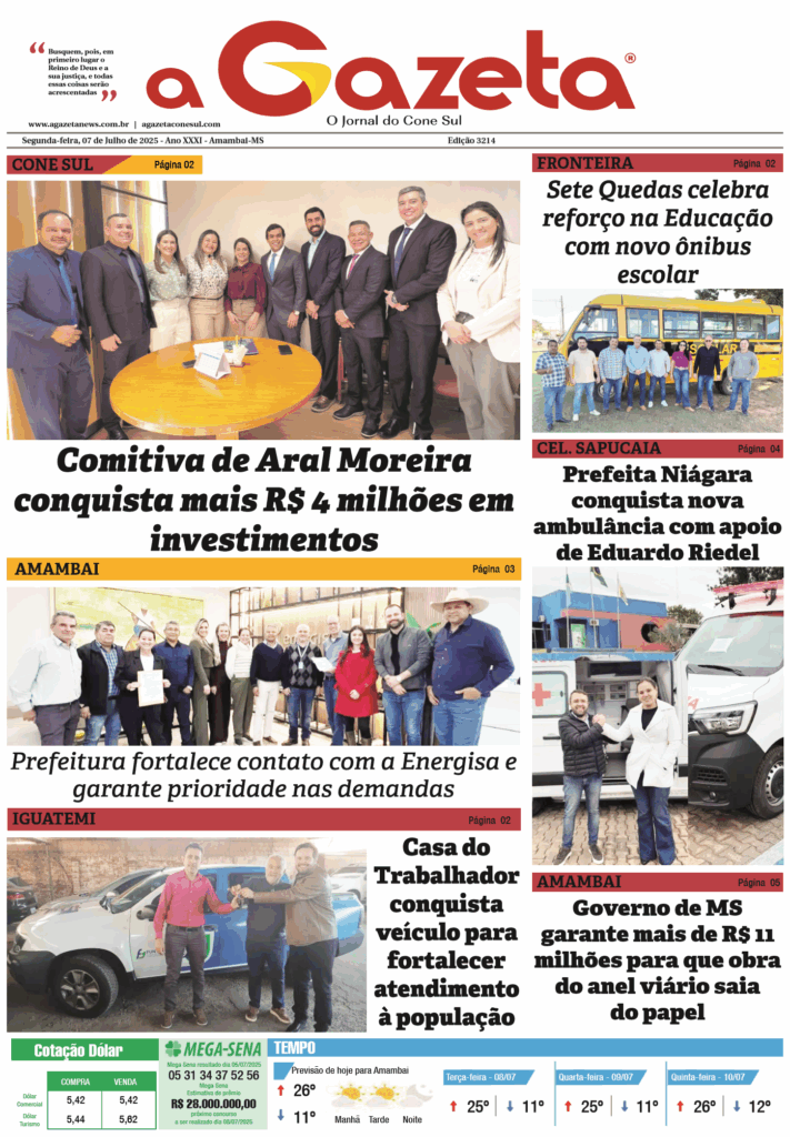 Jornal A Gazeta – Edição de 07 de julho de 2025