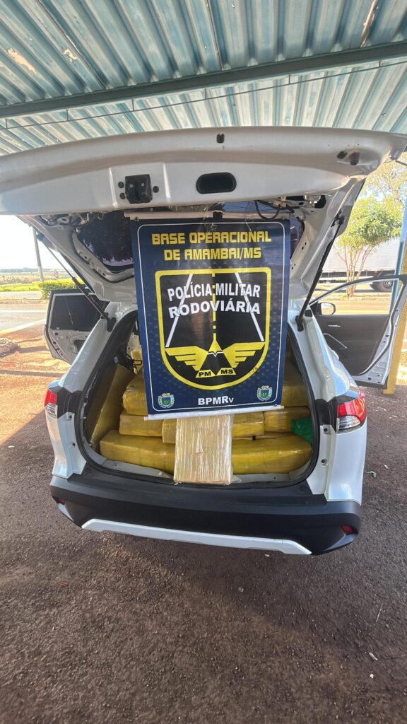 Amambai: BPMRv apreende mais de uma tonelada de maconha, haxixe e arma em veículo roubado na MS-156