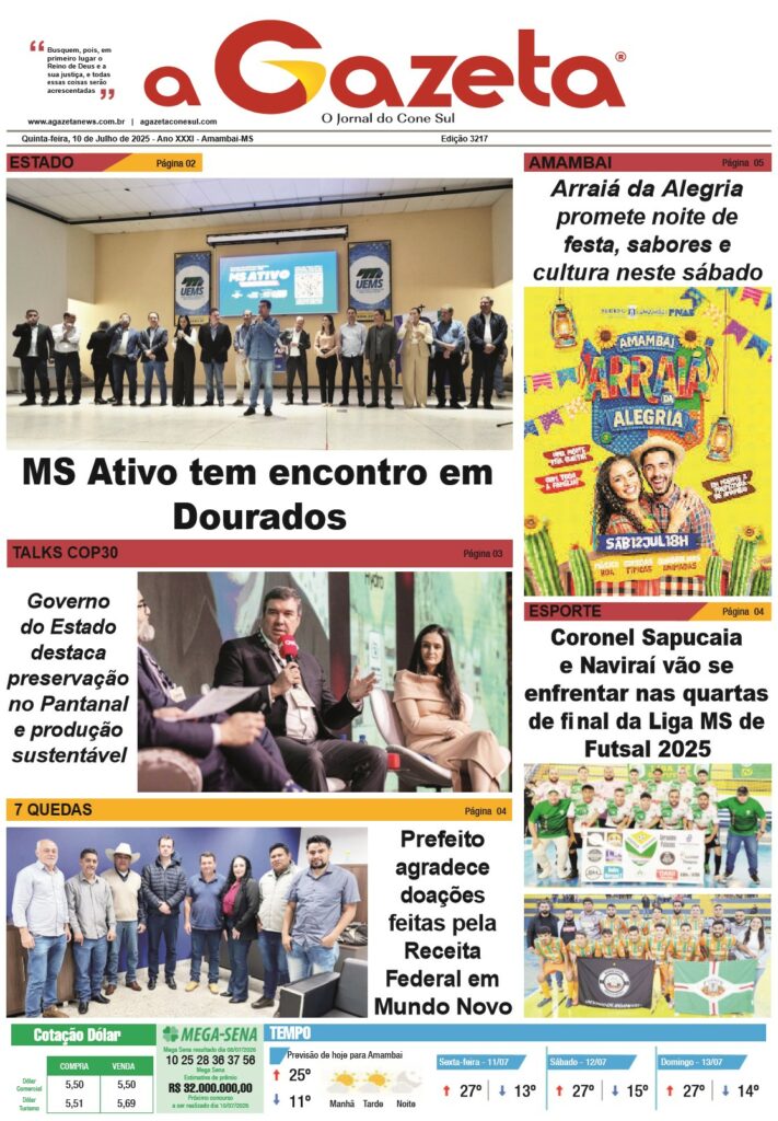 Jornal A Gazeta – Edição de 10 de julho de 2025
