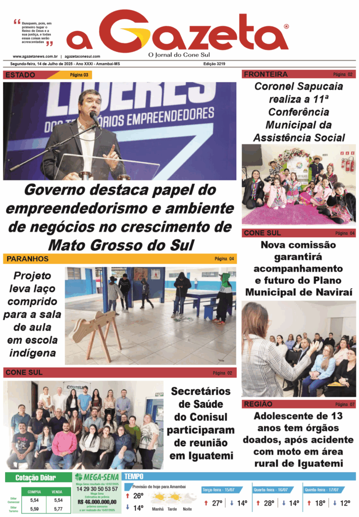 Jornal A Gazeta – Edição de 14 de julho de 2025